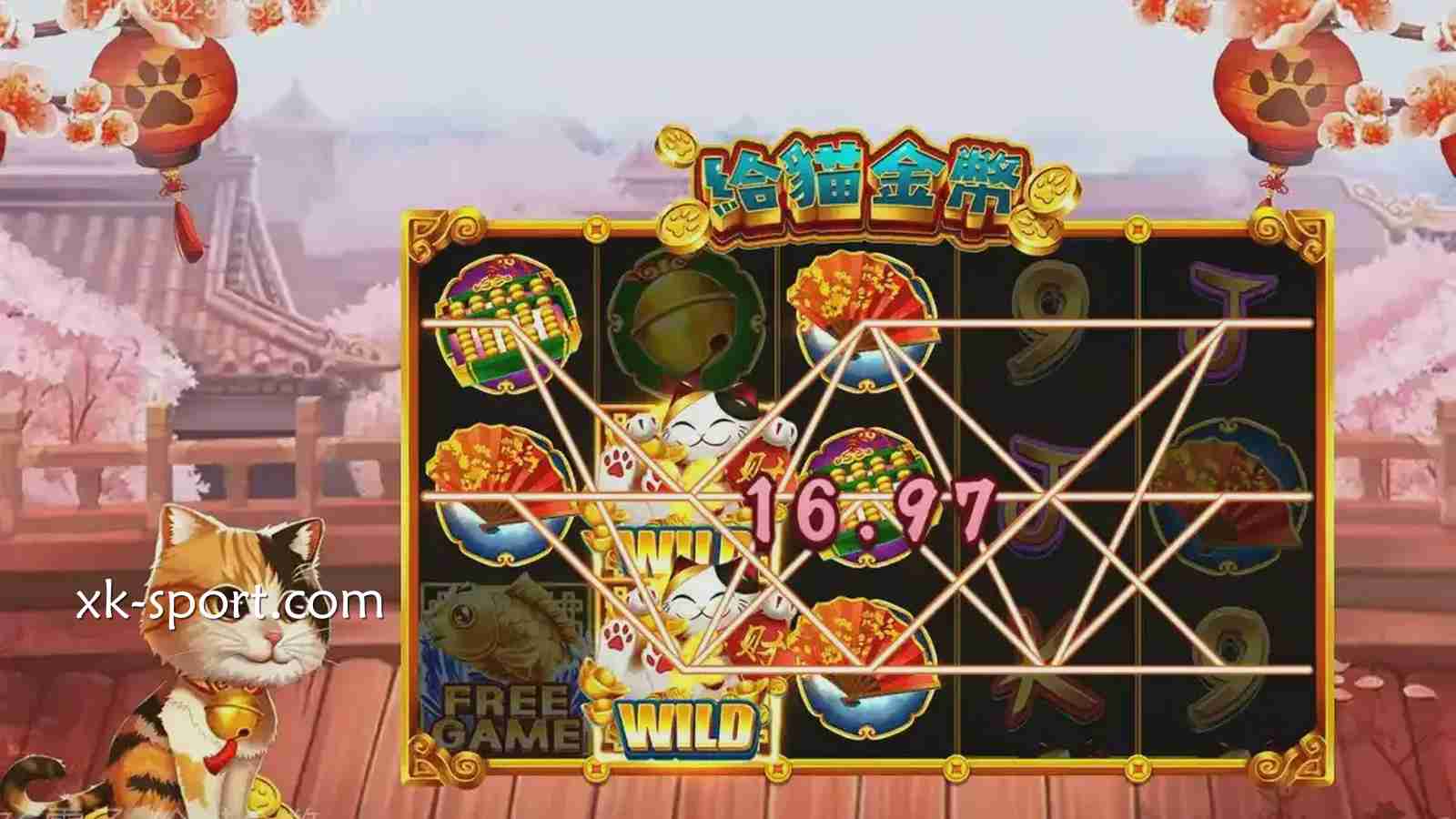 《给猫金币》老虎机让招财猫转出好运,进入MK电子好运不停